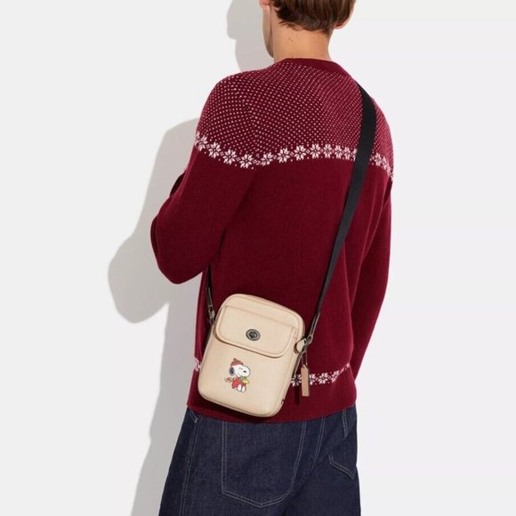 NWT Coach X Peanuts Heritage Crossbody With Snoopy Motif Pebble Leather CE613 - Picture 10 of 15